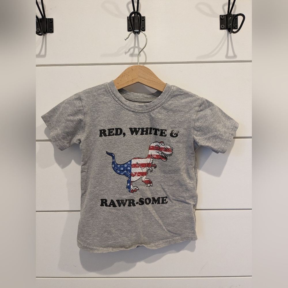Wyldson Red, White, & Rawr-some gray T-shirt, 2T